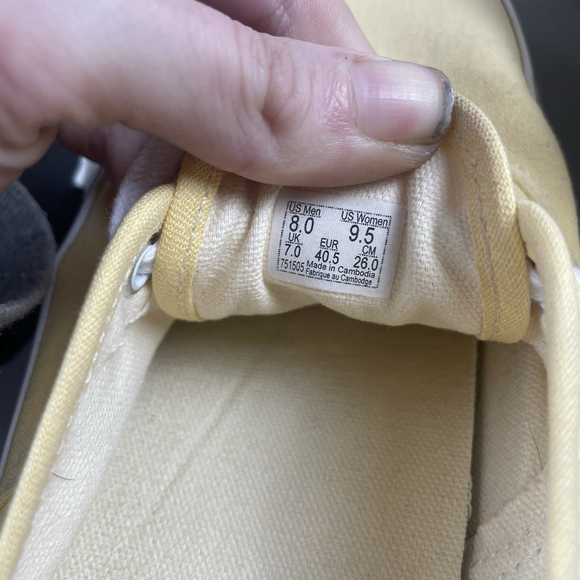 Vans Authentic Yellow Canvas Sneakers Womens 9.5 Mens 8 - Picture 12 of 12